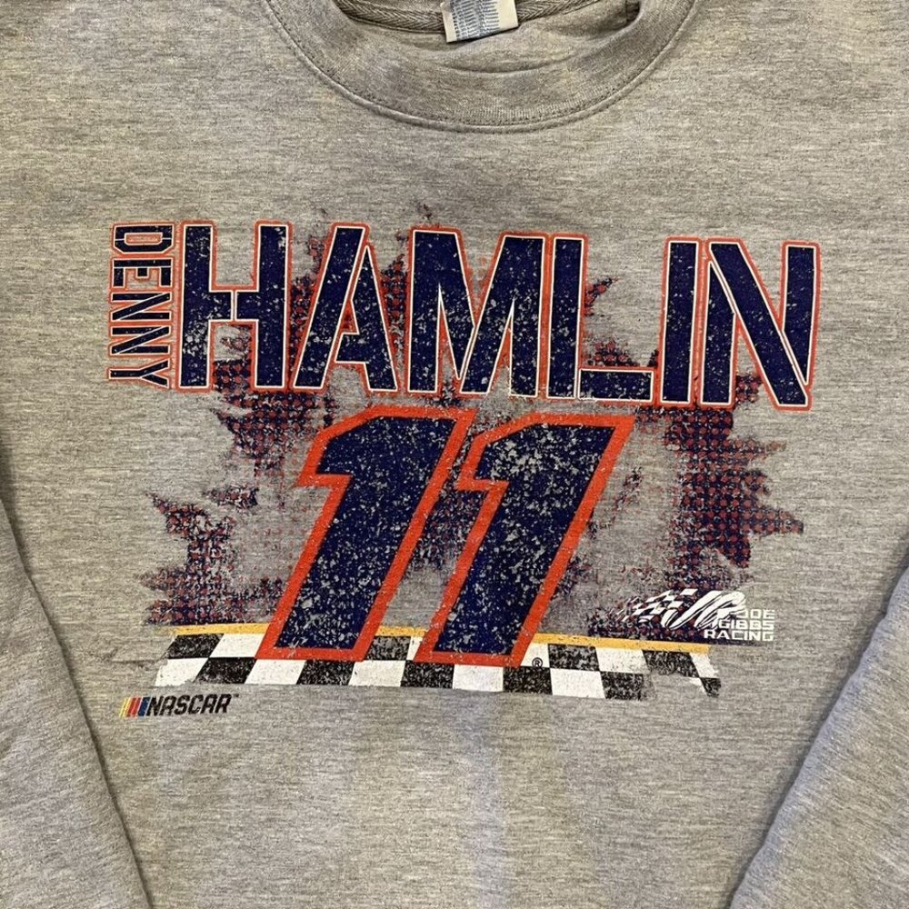 Vintage NASCAR Denny Hamlin #11 Crewneck Sweatshirt Mens Sz XXL Joe Gibbs Racing